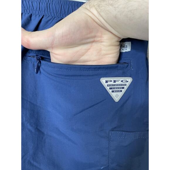 Columbia PFG Pants Mens Medium 34L Blue Nylon UPF 50 Convertible Hiking Fishing - Picture 7 of 12